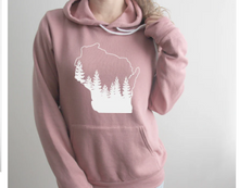 Load image into Gallery viewer, Wisconsin Pine Tree Hooded Sweatshirt