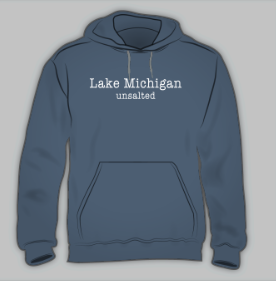 Unsalted No Sharks - Lake Michigan Hooded Sweatshirt in Storm Blue