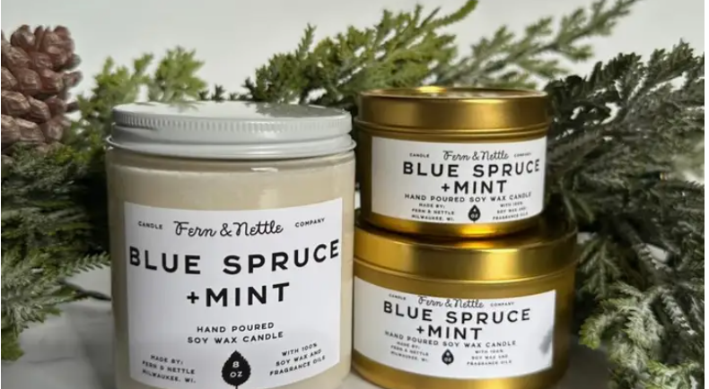 Fern & Nettle - Blue Spruce and Mint Soy Wax Candle