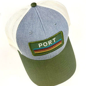 Olive + Gray PORT Retro Trucker Hat