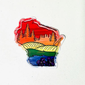 Flags Over Wisconsin - Pride WI Landscape Sticker