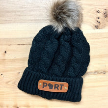 Load image into Gallery viewer, PORT Pom Beanie + Leather Patch
