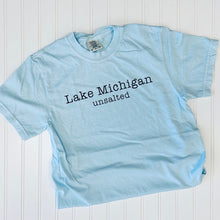 Load image into Gallery viewer, Unsalted No Sharks - Lake Michigan Unisex Short Sleeve Tee
