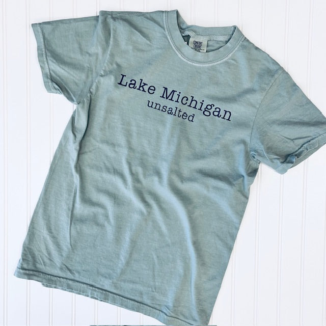 Unsalted No Sharks - Lake Michigan Unisex Short Sleeve Tee