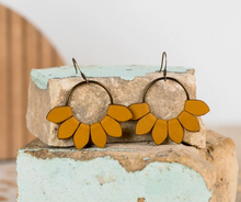 Load image into Gallery viewer, Maebel Jewelry - Mini Leather Lotus Hoop Earrings
