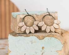 Load image into Gallery viewer, Maebel Jewelry - Mini Leather Lotus Hoop Earrings
