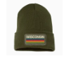WI Patched Retro Beanie - Olive Green Foldover Brim