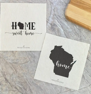 Home Sweet Home, State Art 2pk - Swedish Dish Cloth Wisconsin
