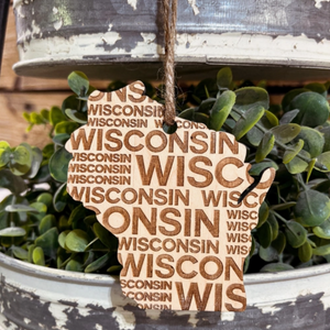Wisconsin Word Art Ornament