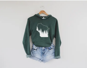 Wisconsin Pine Tree Hooded Sweatshirt