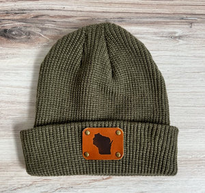 Wisconsin Beanie + Leather Patch