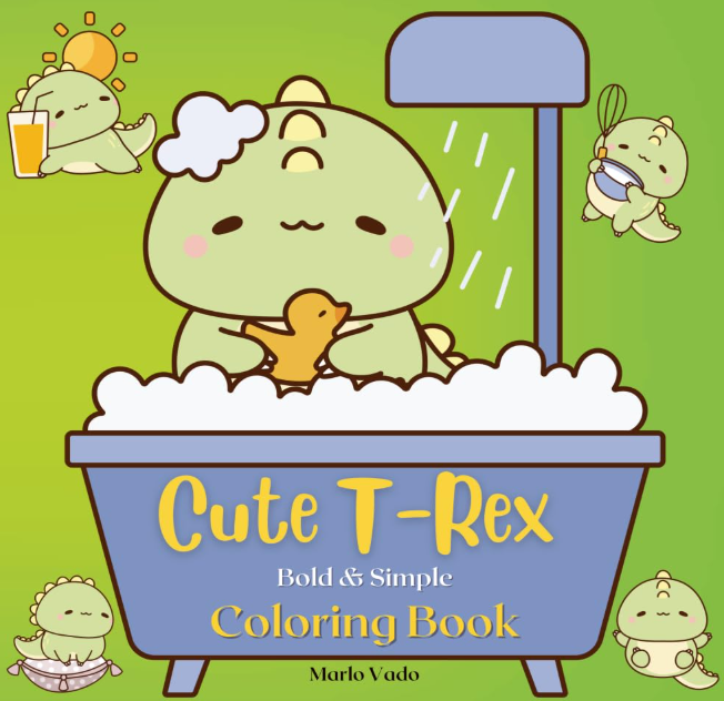 Cute T-Rex Bold and Simple Coloring Book