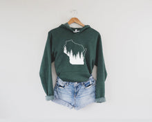 Load image into Gallery viewer, Wisconsin Pine Tree Hooded Sweatshirt
