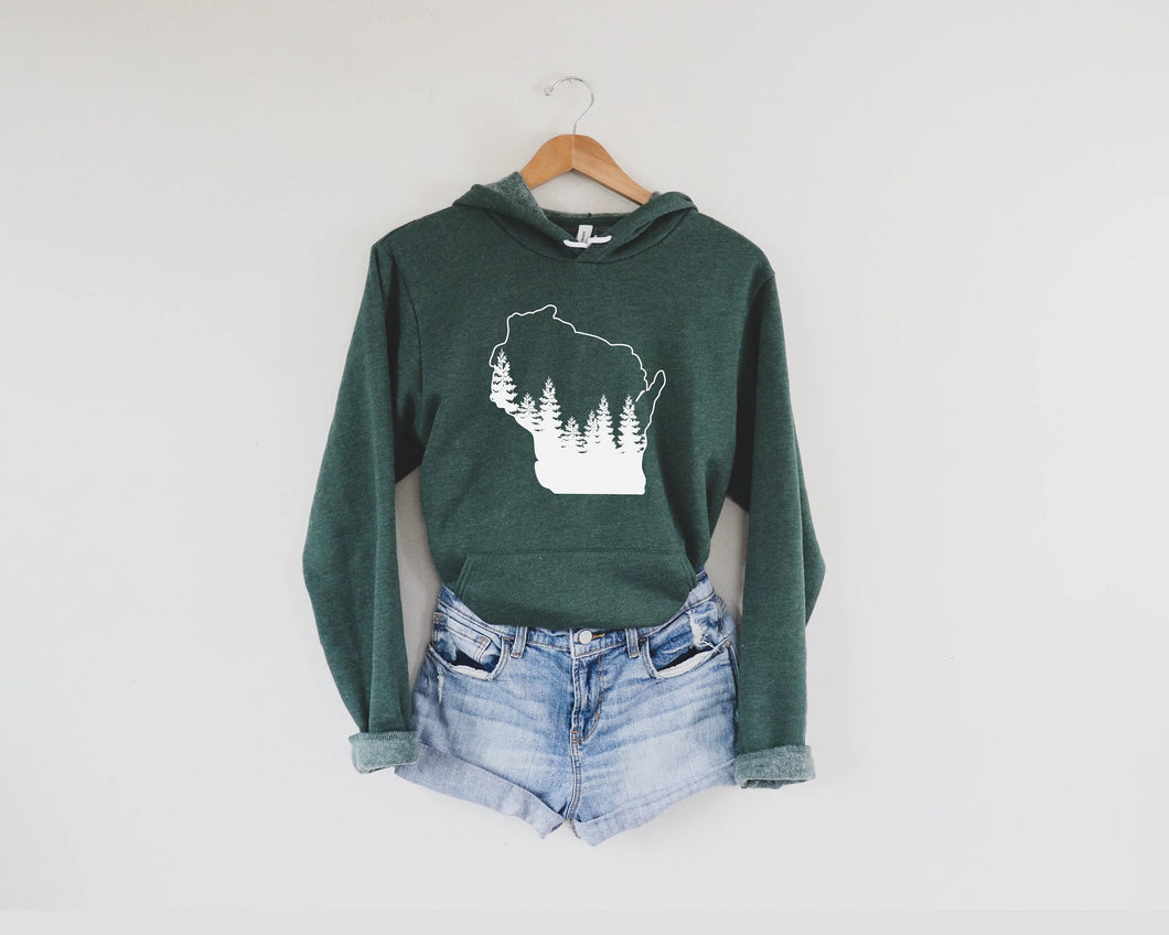 Wisconsin Pine Tree Hooded Sweatshirt