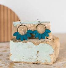 Load image into Gallery viewer, Maebel Jewelry - Mini Leather Lotus Hoop Earrings
