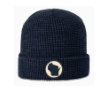 Navy Waffle Knit Beanie With WI Patch