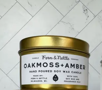 Fern & Nettle Oakmoss and Amber Soy Wax candle