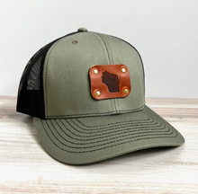 Load image into Gallery viewer, Wisconsin Trucker Hat + Leather Patch
