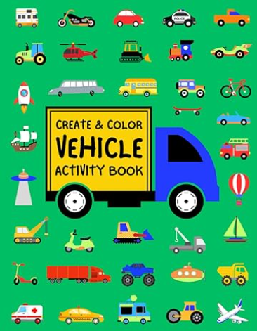 Create and Color Vehicle Activity Book
