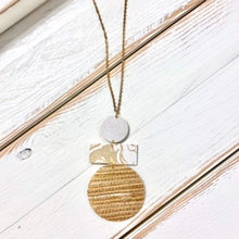 Load image into Gallery viewer, Cloudy Skies Design - Gold + White Wallpaper Necklace
