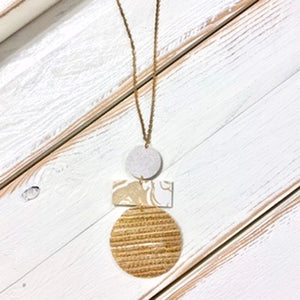 Cloudy Skies Design - Gold + White Wallpaper Necklace