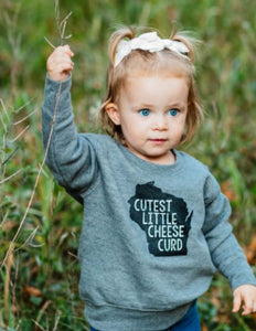 Greenleaf Designs - Cutest Little Cheese Curd Toddler Crew Grey