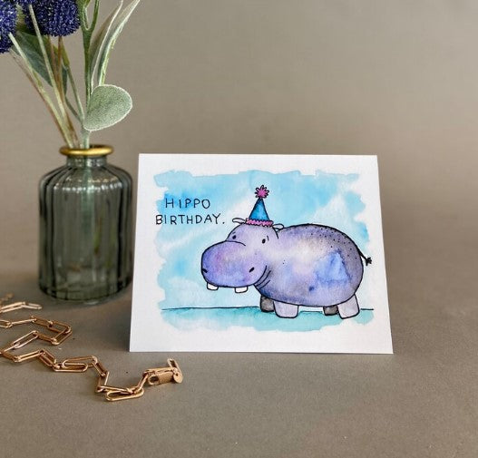 Ink + Splash - Hippo Birthday Card